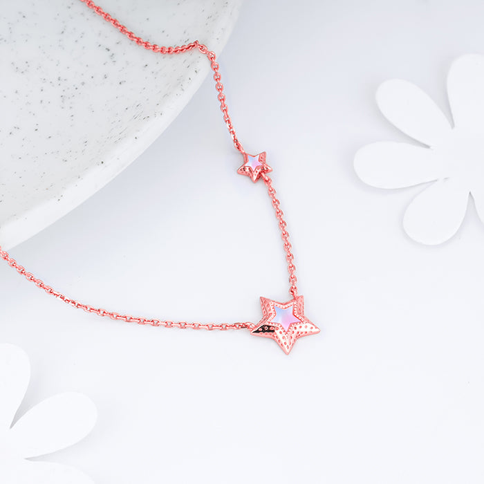 Rose Gold Shooting Star Necklace GIVA Jewellery