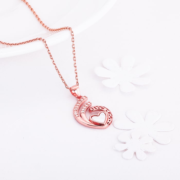 Buy Rose Gold Tender Affection Pendant With Link Chain Online in India ...