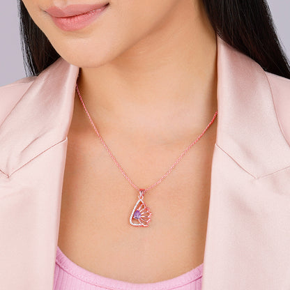 Rose Gold Notre Dame Pendant With Link Chain