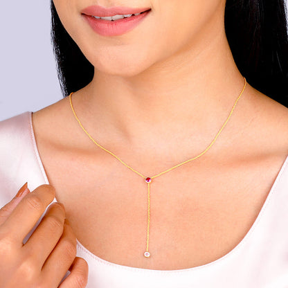 Golden Luminous Lariat Necklace