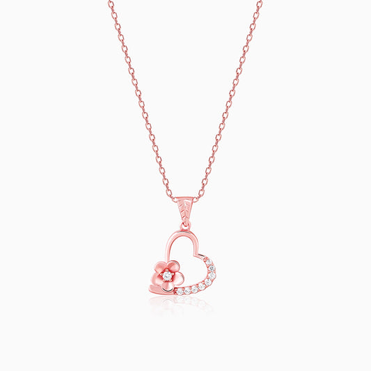 Rose Gold Love Blossom Pendant With Link Chain