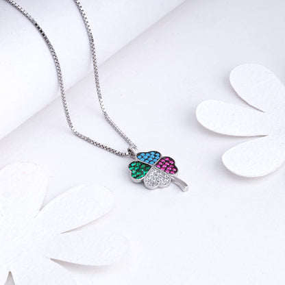 Silver Chromatic Zirconia Pendant With Link Chain