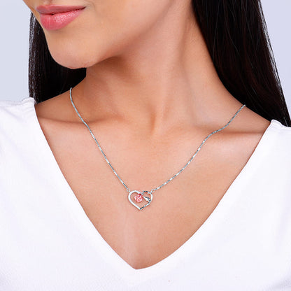 Rose Gold and Silver Heart of Rose Garden Necklace