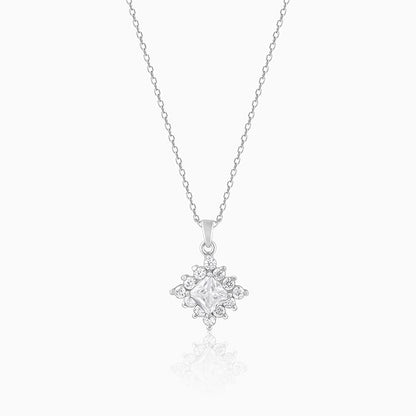 Silver Rhombus Shine Pendant With Link Chain