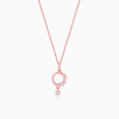 Rose Gold Circular Drop Pendant With Link Chain