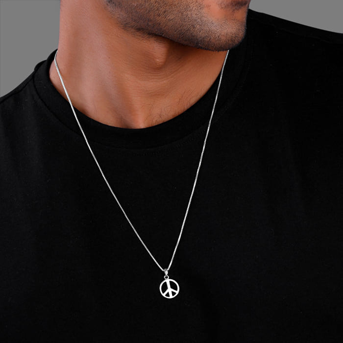 Silver Heavenly Peace Pendant With Box Chain For Him