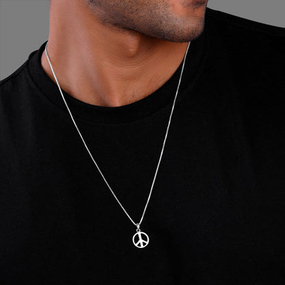 Silver Heavenly Peace Pendant With Box Chain For Him