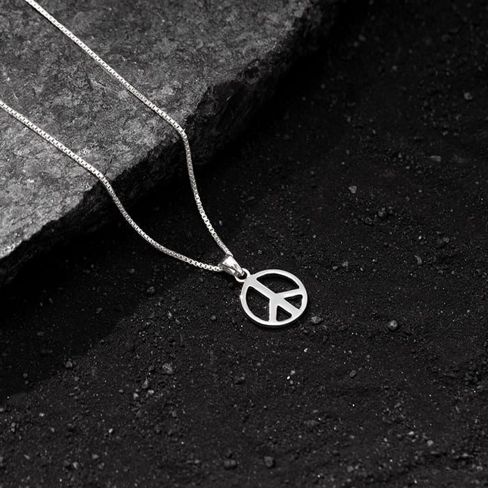 Silver Heavenly Peace Pendant With Box Chain For Him