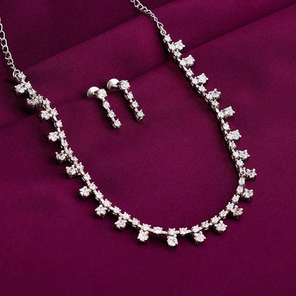 Silver Zirconia Square Set