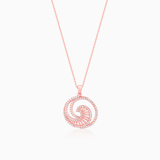 Rose Gold Whirpool Pendant With Link Chain