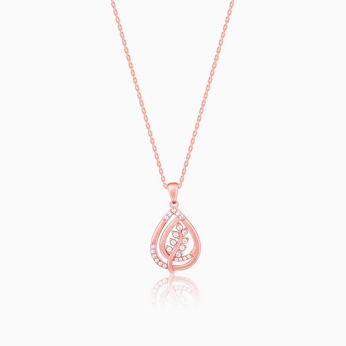 Rose Gold Leaf Ritz Pendant With Link Chain