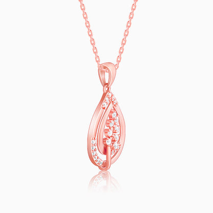 Rose Gold Leaf Ritz Pendant With Link Chain