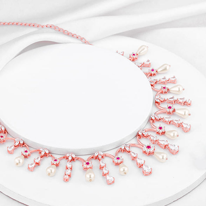 Rose Gold Pearl-Kissed Drops Necklace