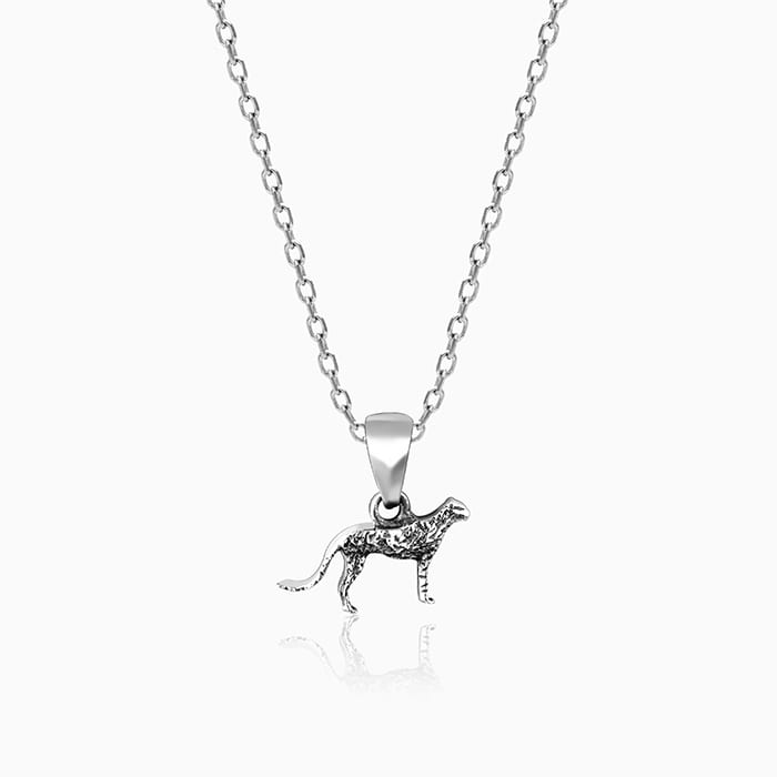 Silver Cheetah Pendant with Link Chain