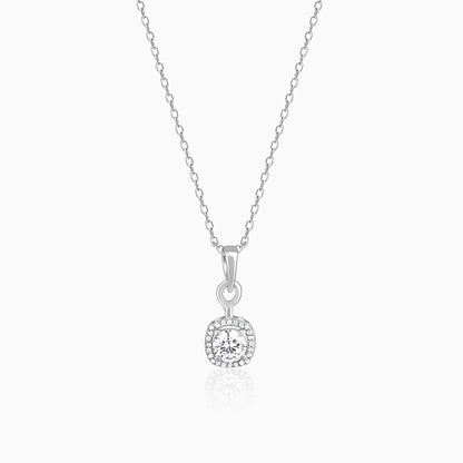 Silver Twilight Solitaire Pendant With Link Chain