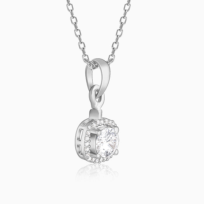 Silver Twilight Solitaire Pendant With Link Chain