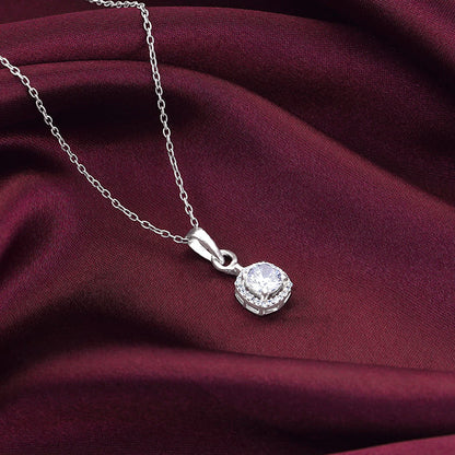 Silver Twilight Solitaire Pendant With Link Chain