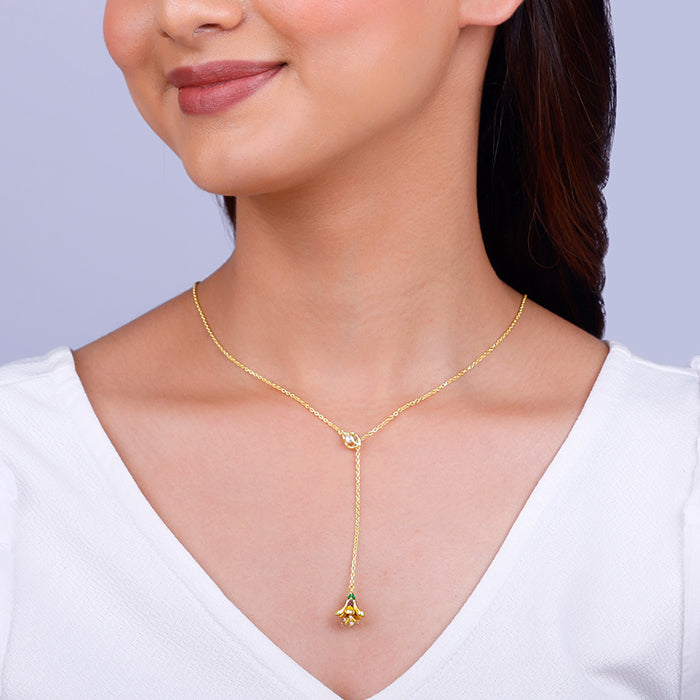 Golden Bell Mallow Lariat Necklace