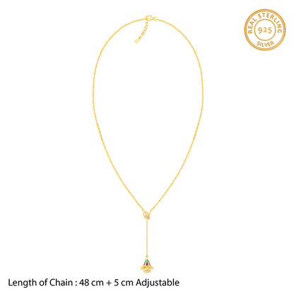 Golden Bell Mallow Lariat Necklace