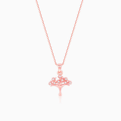 Rose Gold Treeful Pendant With Link Chain