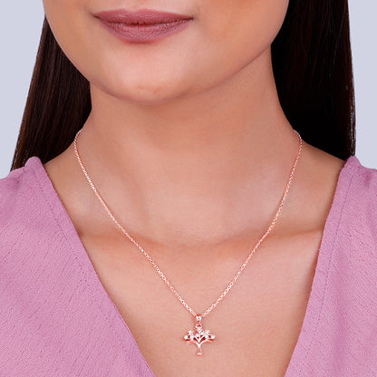 Rose Gold Treeful Pendant With Link Chain