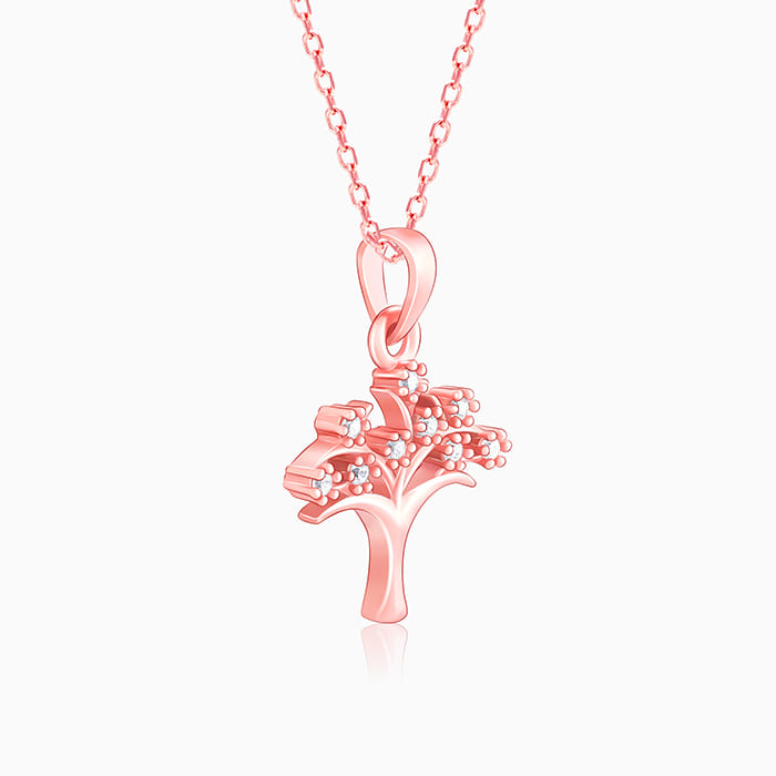 Rose Gold Treeful Pendant With Link Chain