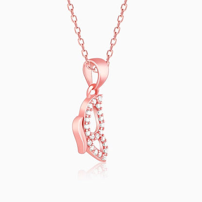 Rose Gold Dazzling Butterfly Pendant With Link Chain