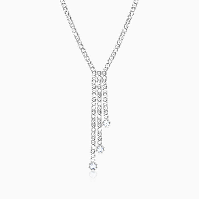 Silver Zirconia Lariat Necklace