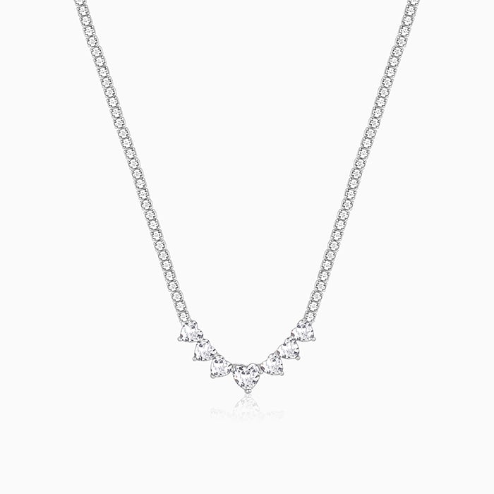 Silver Zirconia Heart Necklace