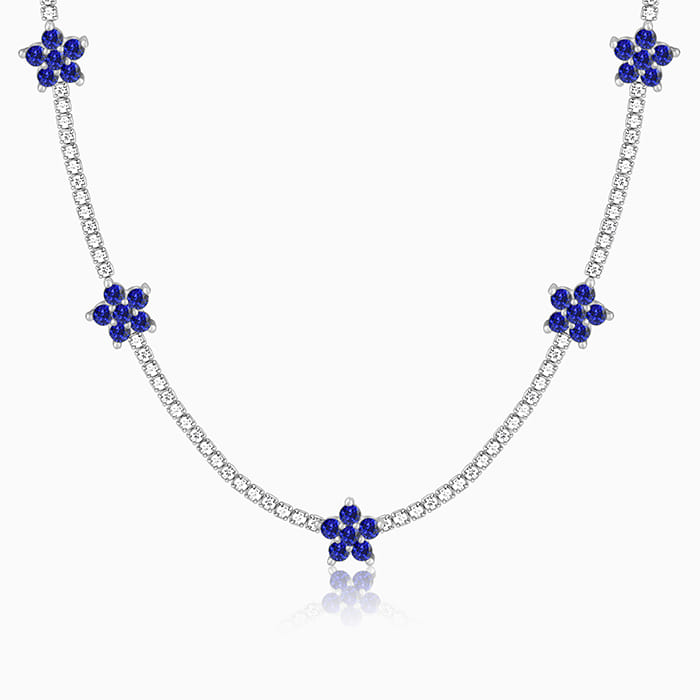 Silver Blue Floral Necklace