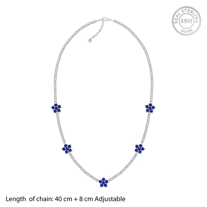 Silver Blue Floral Necklace