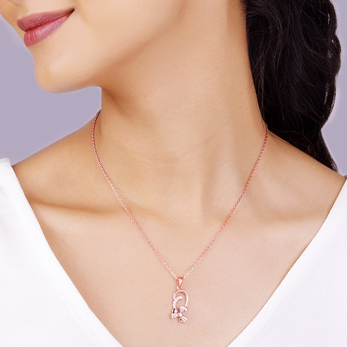 Rose Gold Mindful Musli Spin Pendant With Link Chain