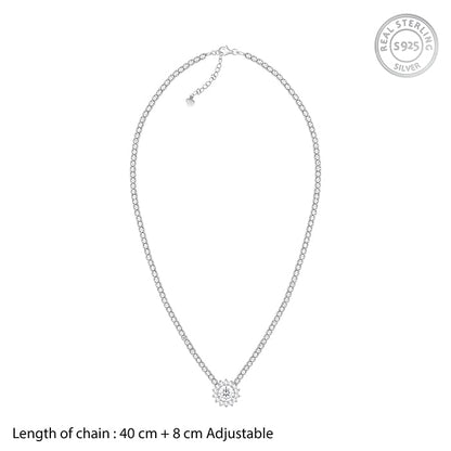 Silver Solitaire Floral Necklace