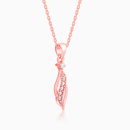 Rose Gold Leaflet Pendant With Link Chain