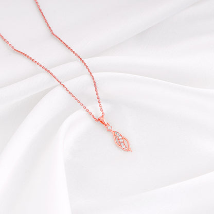 Rose Gold Leaflet Pendant With Link Chain