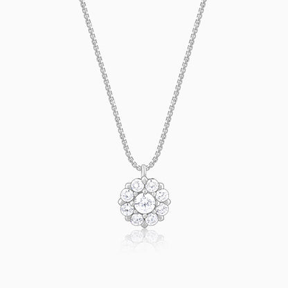 Silver Twofold Solitaire Pendant With Link Chain