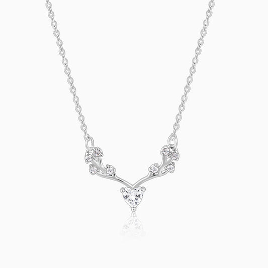 Silver Deer Heart Zircon Necklace