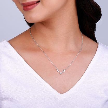 Silver Deer Heart Zircon Necklace