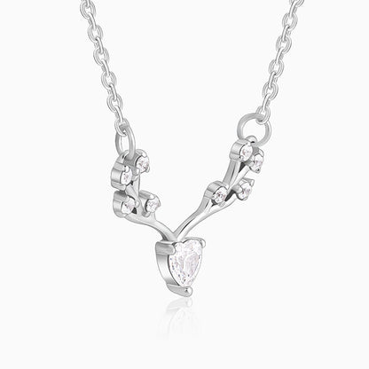 Silver Deer Heart Zircon Necklace