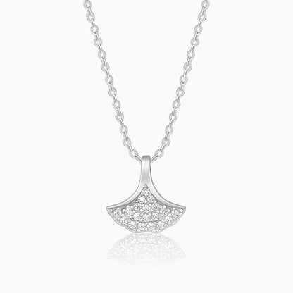 Silver Ginko Leaf Pendant With Link Chain