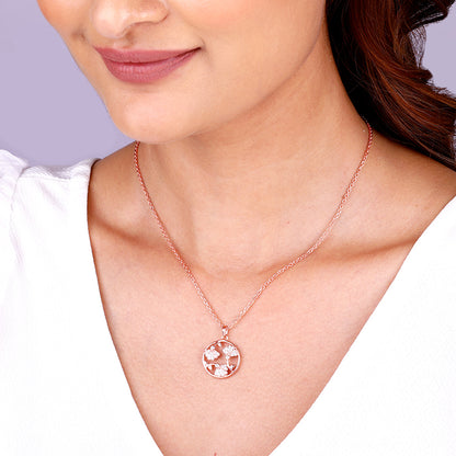 Rose Gold  Eyebright Pendant With Link Chain