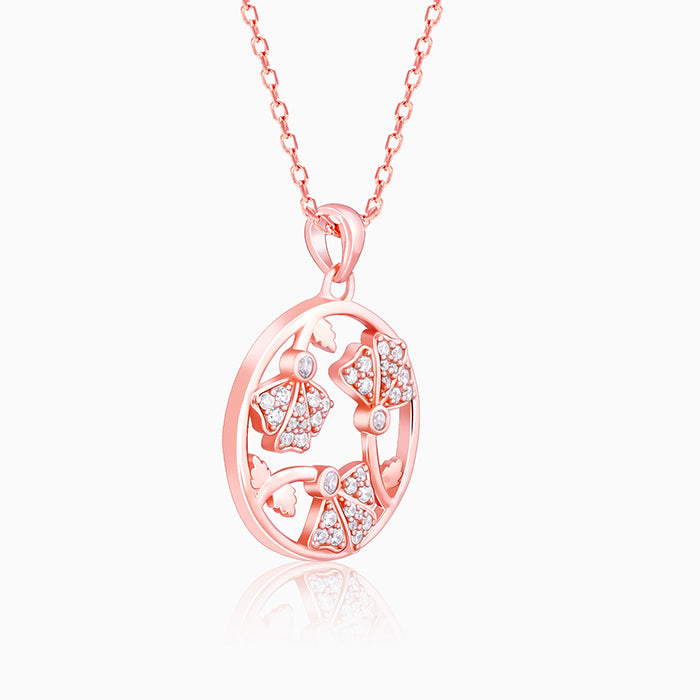 Rose Gold  Eyebright Pendant With Link Chain