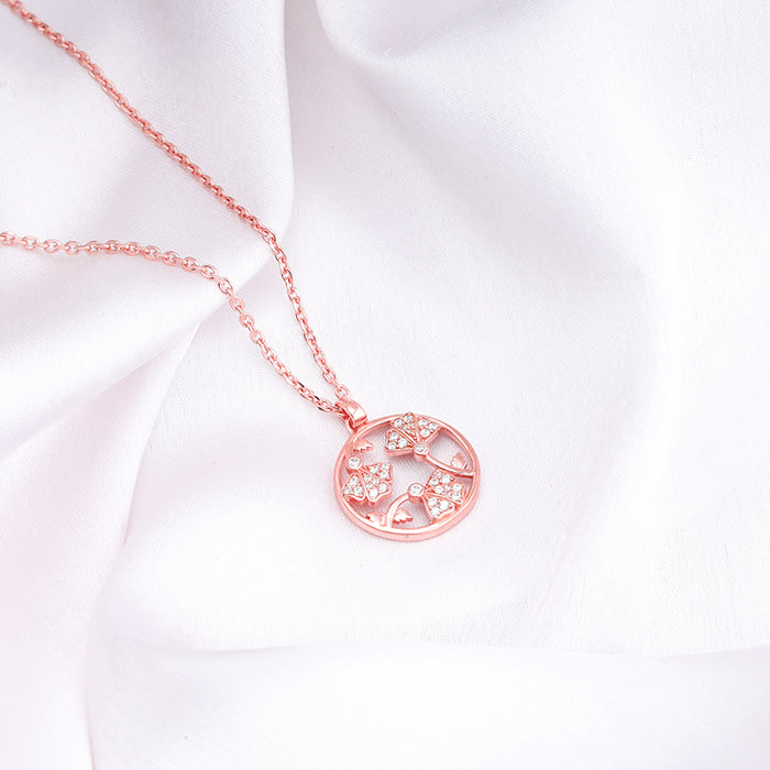 Rose Gold  Eyebright Pendant With Link Chain