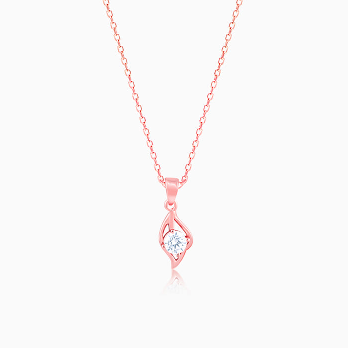 Rose Gold Falling Dew Pendant With Link Chain