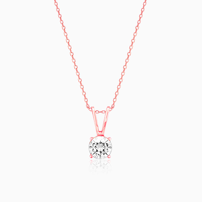 Rose Gold Zircon Pendant with Link Chain