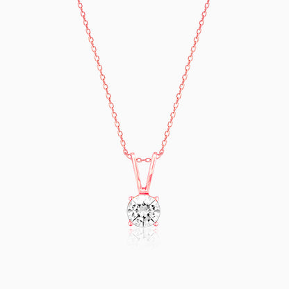 Rose Gold Zircon Pendant with Link Chain