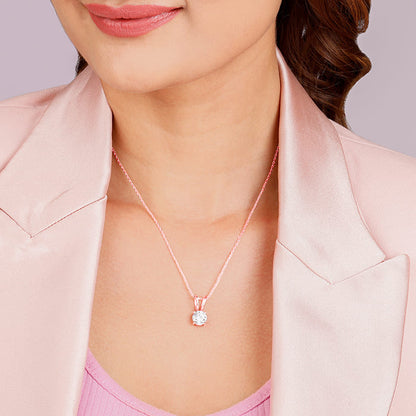 Rose Gold Zircon Pendant with Link Chain