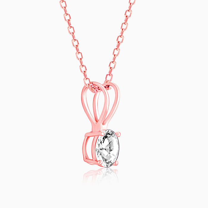 Rose Gold Zircon Pendant with Link Chain