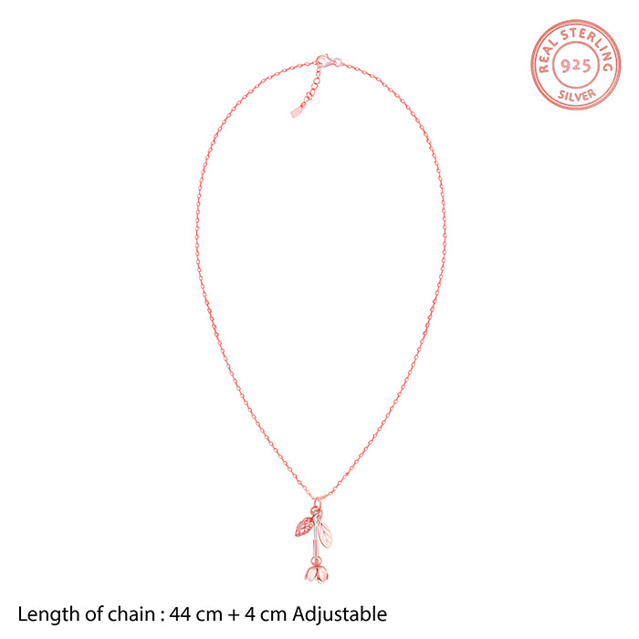 Silver And Rose Gold Brahma Kamal Convertible Pendant With Link Chain