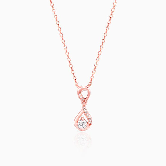 Rose Gold Zircon Twist Pendant With Link Chain